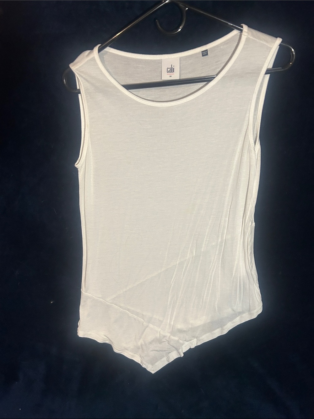 CAbi White Sleeveless Asymmetric Hem Tank